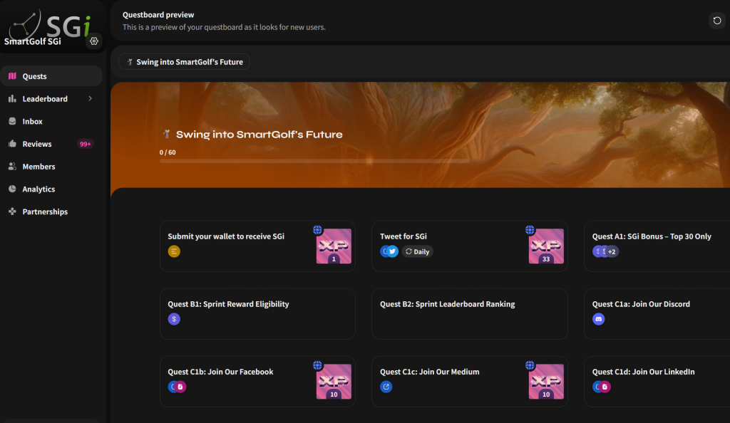 Zealy quest of SmartGolf