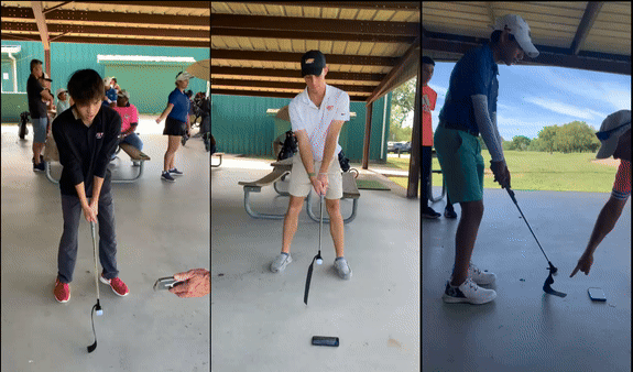 PGA pro Steve Parker coaching students using SmartGolf AIX swing analyzer in Houston.